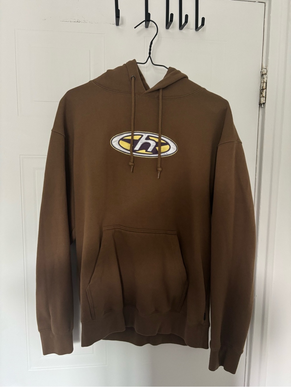 HUF Brown Hooded Pullover Sweatshirt with Embroidered Logo